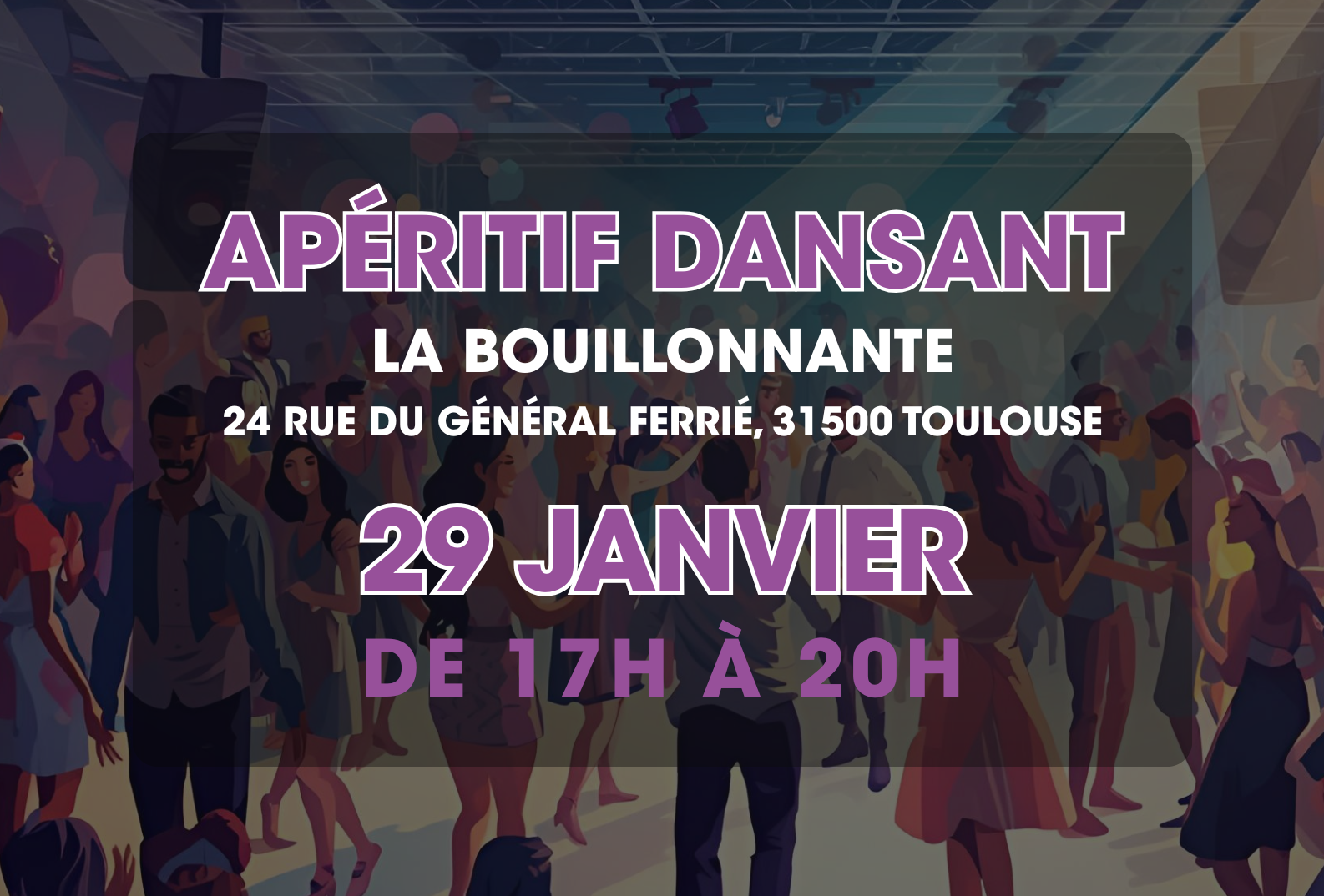 Affiche apéritif dansant Toulouse Service civiques janvier